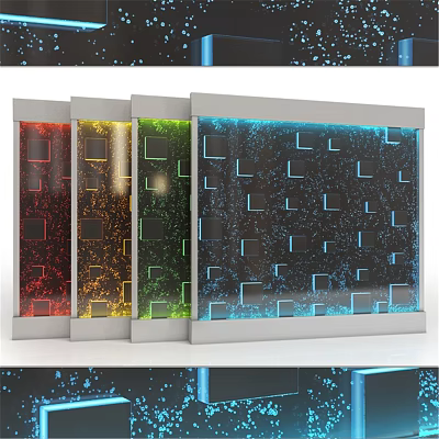 Colorful Modern Wall Decor With Square Hollow Patterns And Multiple Panels 3d model