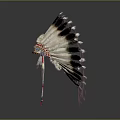 Traditional Feather Headdress With Black White Feathers Colorful Beadwork And Tassels