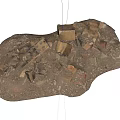 Pile of Natural Stone and Wood Debris with Rough Texture and Broken Pieces