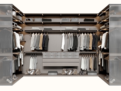 Wardrobe U-shaped wardrobe open wardrobe glass wardrobe 3d model