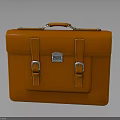 Orange Leather Briefcase With Buckle Closure And Handle For Daily Use