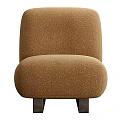 Brown Fabric Single Sofa With Modern Minimalist Design And Wooden Base