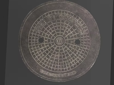 Road Infrastructure Manhole Cover With Circular Grid Pattern And Metal Surface 3d model