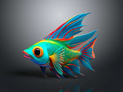 Vibrant Colored Aquatic Animal With Colorful Fins And Large Eyes 3d model