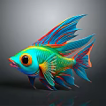 Vibrant Colored Aquatic Animal With Colorful Fins And Large Eyes
