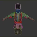 Medieval Fantasy Character Attire With Red Gold Robe Silver Armor And Blue Hat