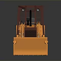 Orange Tracked Bulldozer With Red Cabin And Front Bucket For Construction Use 3d model