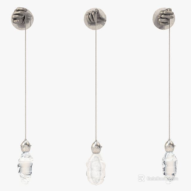 Three Modern Hanging Glass Pendant Lights Stylish Home Interior Decor Design 3d model 