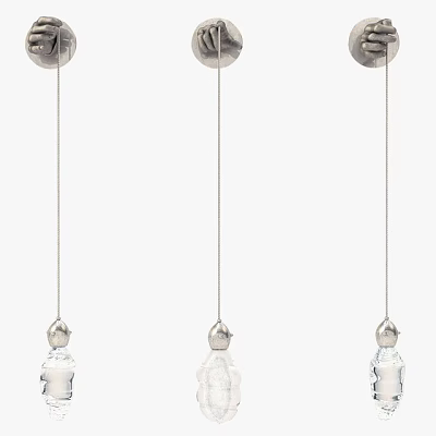 Three Modern Hanging Glass Pendant Lights Stylish Home Interior Decor Design 3d model