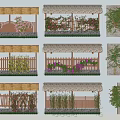 Vines Growing On Garden Fence And Trellis With Green Leaves And Flowers