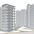 Modern Tall Residential Buildings With Lush Greenery Outdoor Seating And Parking Lot