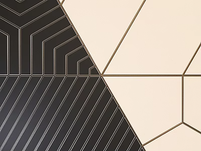 Modern Interior Wall Design With Geometric Patterns And Black White Tiles 3d model