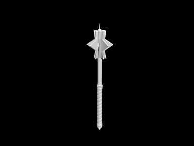 Detailed Medieval Spiked Weapon With Star Shaped Head And Spiral Shaft 3d model