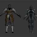 Two Characters Wearing Practical And Futuristic Armor With Different Detailed Designs 3d model