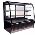 Black Retail Display Showcase Shelf With Glass Front Cover Wooden Shelves And Perforated Base