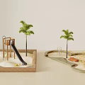 Miniature Children's Playground Model With Sandpit Slide Climbing Frame And Palm Trees