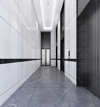 Style Elevator Away Corridor Public Area Features Office Building Elevator 3d model