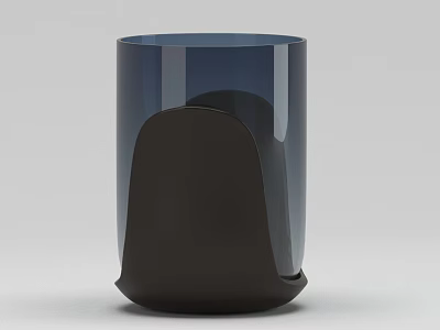 Modern Minimalist Transparent Blue Container With Black Curved Base Household Product 3d model