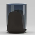 Modern Minimalist Transparent Blue Container With Black Curved Base Household Product