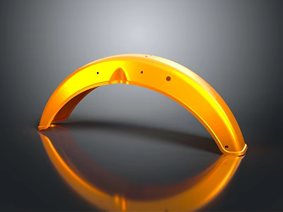 Orange Aircraft Curved Component with Smooth Surface and Small Holes on Black Background Showing Reflection 3d model