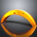 Orange Aircraft Curved Component with Smooth Surface and Small Holes on Black Background Showing Reflection