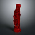 Red Wooden Classical Figure Sculpture With Intricate Handcrafted Carving Details