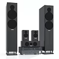 ENVENT Black Home Theater Sound System With Floorstanding Satellite Speakers Subwoofer And Amplifier