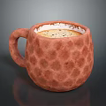 Red Honeycomb Textured Ceramic Cup with Coffee Foam and Spices for Daily Beverage