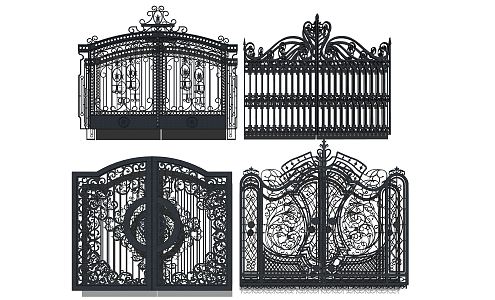 European-style courtyard door 3d model