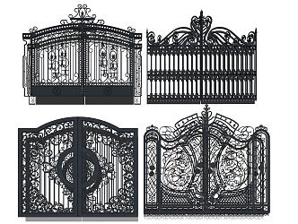 European-style courtyard door 3d model