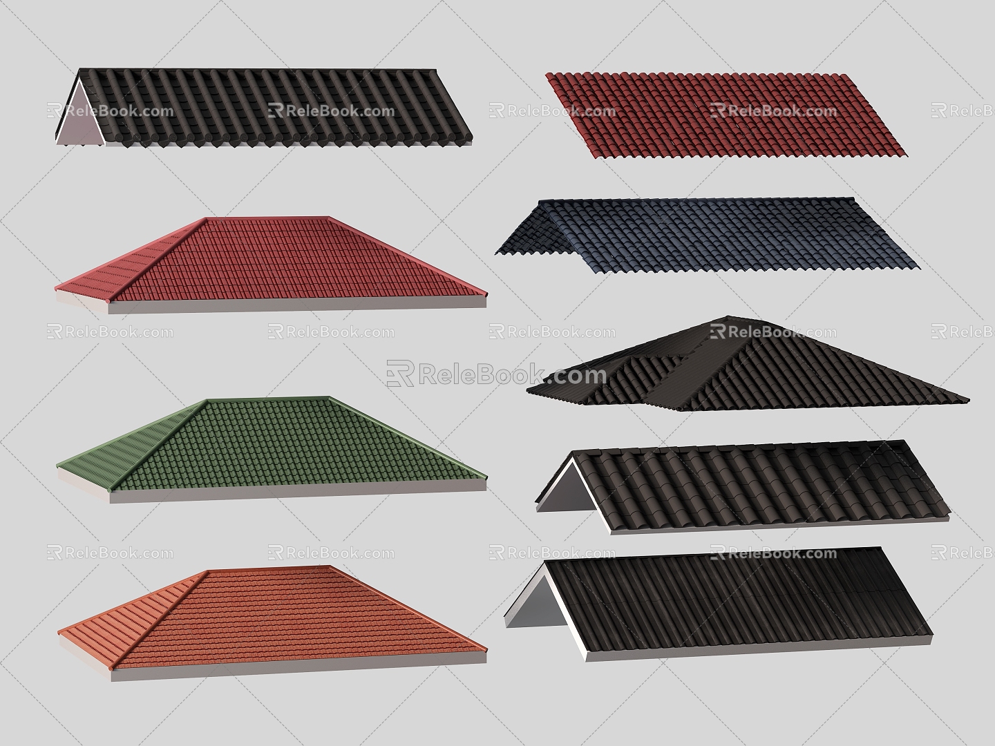 Modern Roof Eaves Tile Top Roof Glazed Tile 3d model