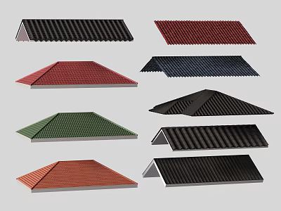 Various Types Of Roof Components With Different Colors Shapes And Designs 3d model
