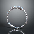 Elegant Silver Twisted Design Ring With Small Sparkling Gemstones On Top 3d model