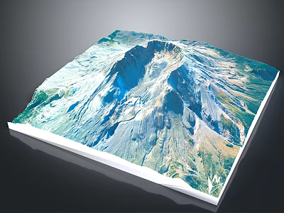 Colorful 3D Mountain Terrain Design Square Decorative Art Piece With Detailed Features 3d model