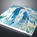 Colorful 3D Mountain Terrain Design Square Decorative Art Piece With Detailed Features