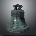 Ancient Bronze Bell With Animal Shaped Handles And Intricate Carvings