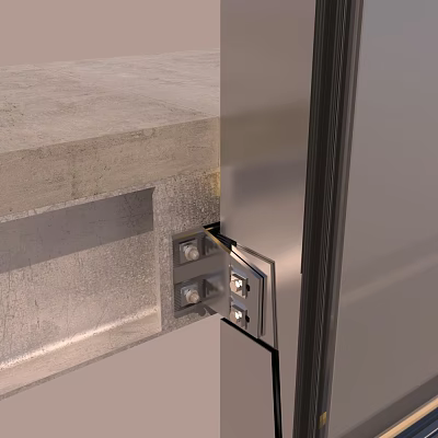 Metal Hinge Connection Between Concrete Surface And Metal Panel With Bolt Fasteners 3d model