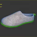 Light Pink Felt Slippers With Comfortable Design And Brown Stitched Sole 3d model