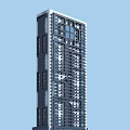 Modern High Rise Residential Building With Geometric Window Design And Contemporary Facade