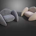 Modern Gray and Beige Single Sofa with Round Armrests and Comfortable Seats 3d model