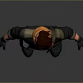 Realistic 3D Game Character With Brown Hair Orange Scarf Black Jacket Tactical Pants And Boots