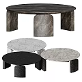 Modern Coffee Table Design With Marble Tabletop And Black Base 3d model
