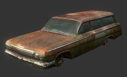 rusty car 3d model