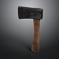 Classic Axe With Black Metal Head And Brown Wooden Handle