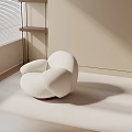 Minimalist White Accent Chair with Rounded Design Indoor By the Window Light Tones