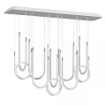Modern Pendant Light Design With Multiple White Circular Tubes And Gold Accents