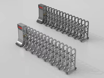 Public Facility Entrance With Metal Retractable Security Gates For Access Control 3d model