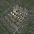Aerial Planning of Residential Complex With High Rise Buildings Low Rise Residences Greenery And Roads