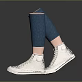 White Comfortable Casual Sneakers Paired With Blue Denim Jeans For Daily Use