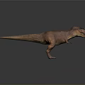 Realistic Tyrannosaurus Rex Dinosaur Figure Standing Pose With Brown Skin Sharp Teeth And Gray Background